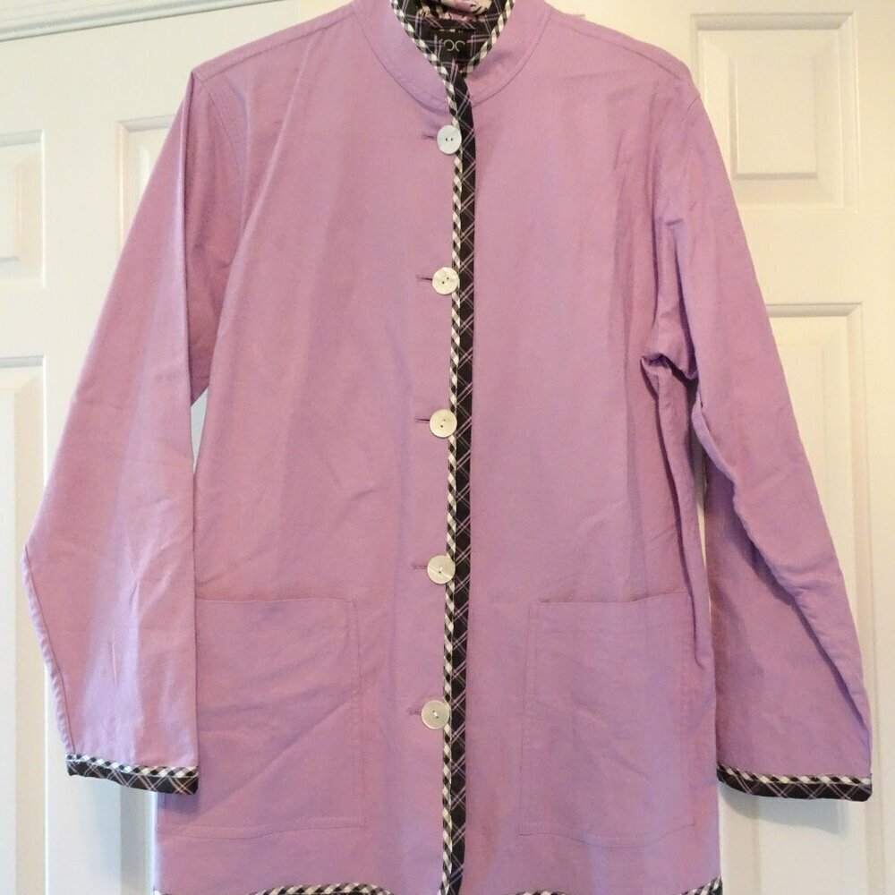 Koos of Course Reversible Jacket Coat Linen Rayon Art to Wear Button Small NOS